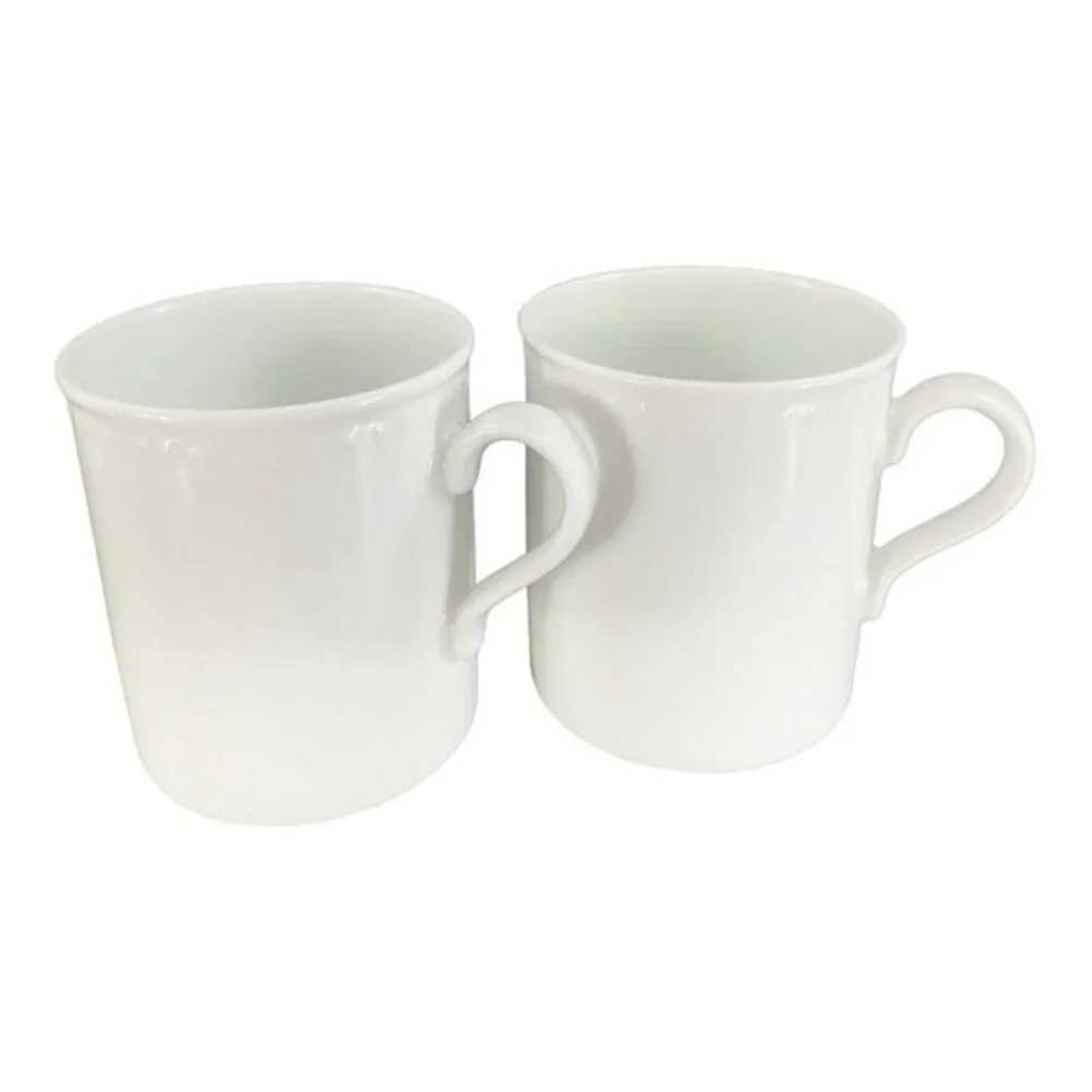 VTG Crate & Barrel Staccato White Coffee Tea Mug Cup Kathleen Willis Japan Set 2